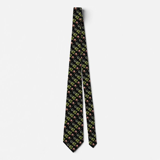 ST PATRICK'S DAY ,SHAMROCKS AND HORSESHOE Black Tie (Front)
