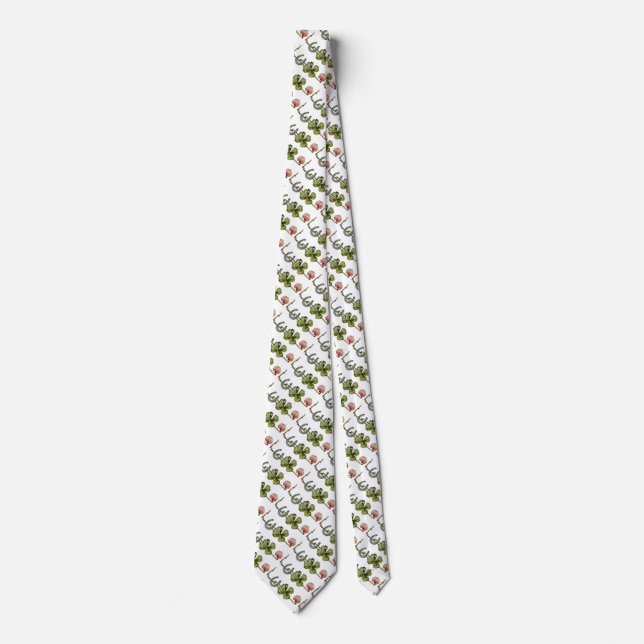 ST PATRICK'S DAY ,SHAMROCKS AND HORSESHOE White Tie (Front)