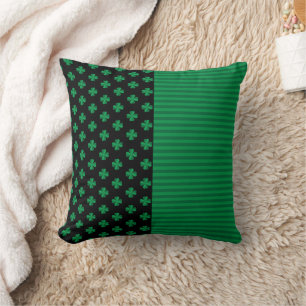 St. Patrick's Day Shamrocks And Stripes Throw Pillow