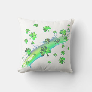 St. Patricks Day Shamrocks Design Throw Pillow