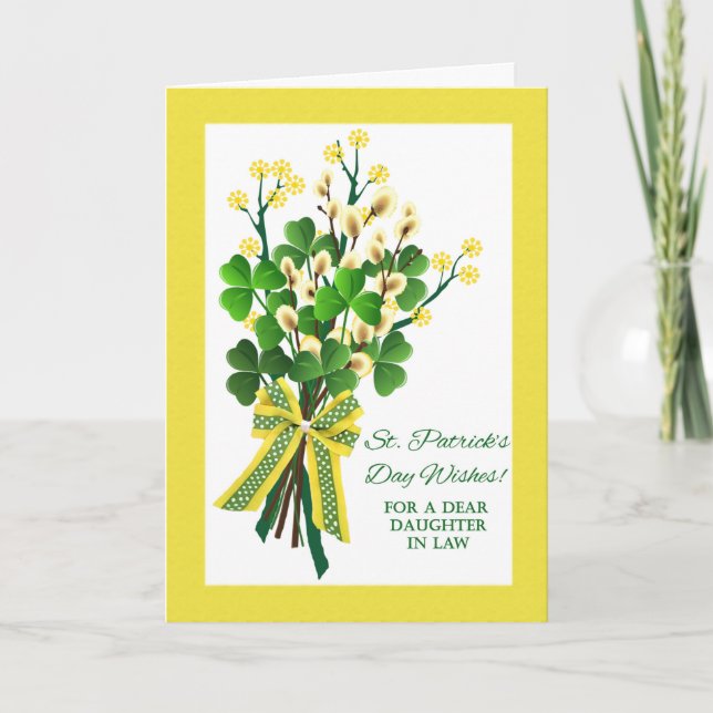 St. Patrick's Day Shamrocks for Daughter in Law Card (Front)