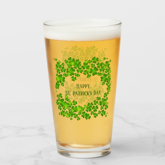 St. Patricks Day Shamrocks Glass (Back Filled)