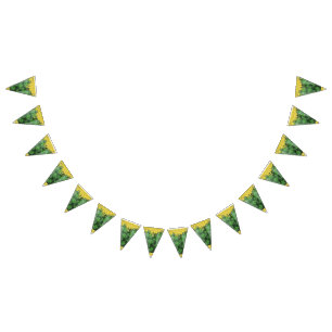 St. Patrick's Day Shamrocks Glitter Gold Drips Bunting Flags