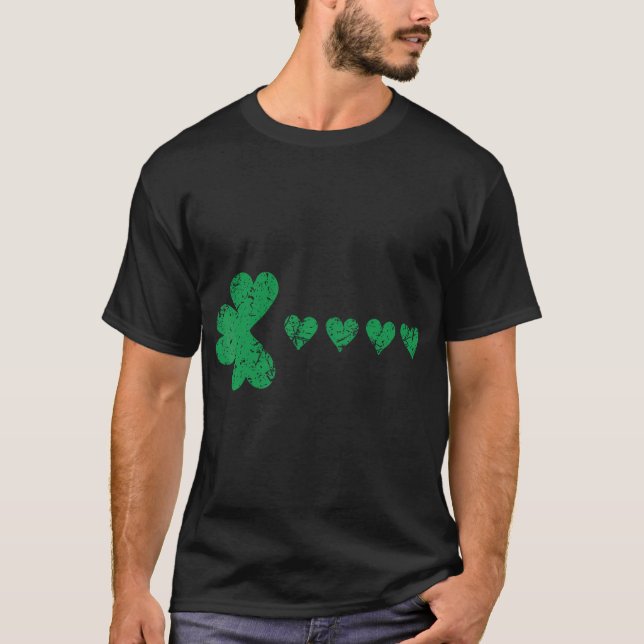 St Patricks Day Shamrocks Hearts Paddy Funny Man T-Shirt (Front)