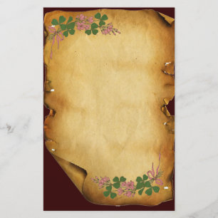 ST. PATRICK'S DAY /Shamrocks on Brown Parchment Stationery