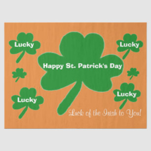 St. Patrick's Day Shamrocks Orange White Green Tissue Paper