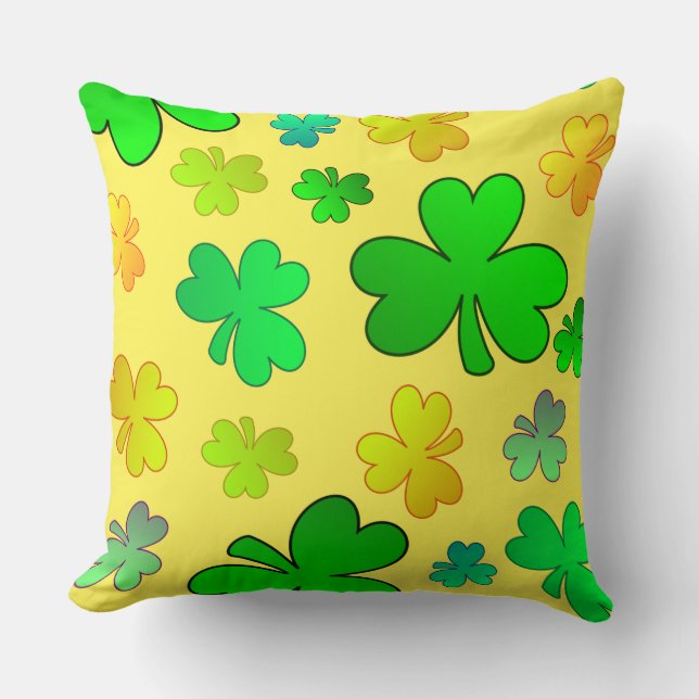 St. Patrick's Day Shamrocks Throw Pillow (Front)