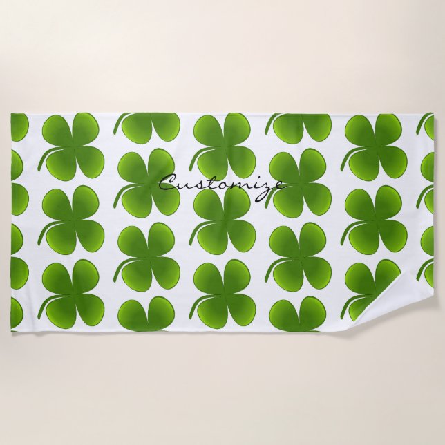 St Patrick's Day Shamrocks Thunder_Cove Beach Towel (Front)