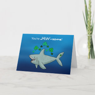 St Patricks Day Shark With Shamrocks Card