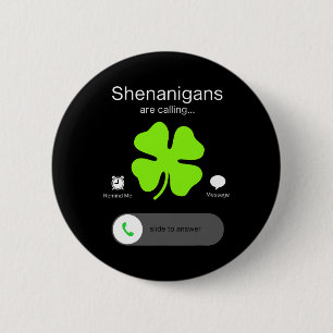 St Patricks Day Shenanigans Fun Irish Clover 1 2 Inch Round Button