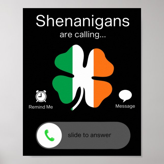 St Patricks Day Shenanigans Fun Irish Clover  Poster (Front)