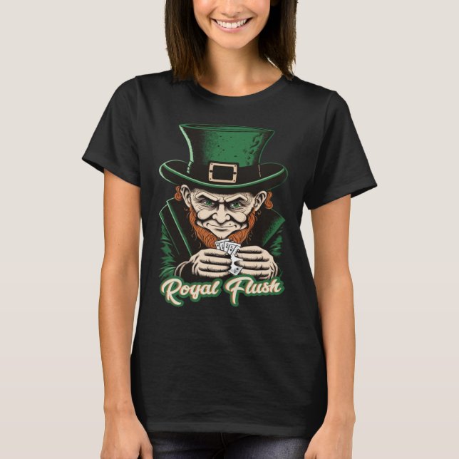 St Patricks Day Shenanigans shamrock poker leprech T-Shirt (Front)