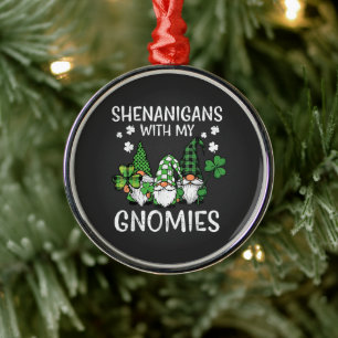 St Patricks Day Shenanigans with Gnomies Gnome Metal Ornament