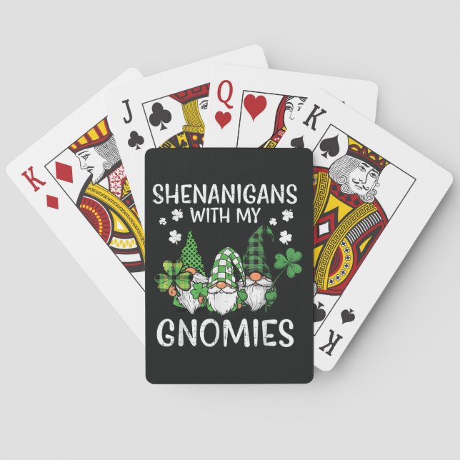 St Patricks Day Shenanigans with Gnomies Gnome Playing Cards (Back)