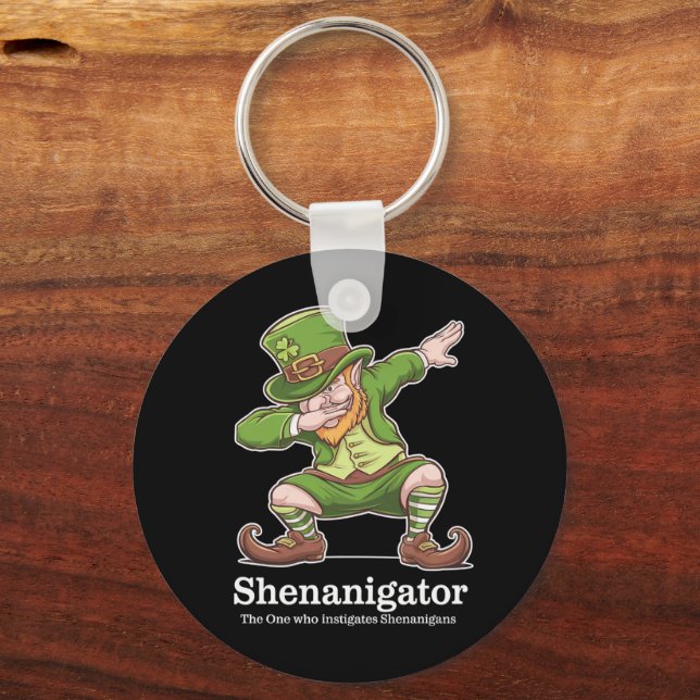 St Patricks Day Shenanigator Dabbing Leprechaun Keychain (Front)