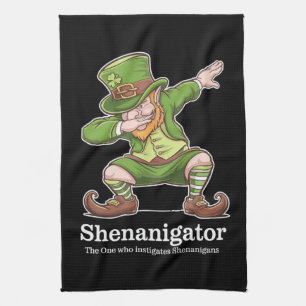 St Patricks Day Shenanigator Dabbing Leprechaun Kitchen Towel