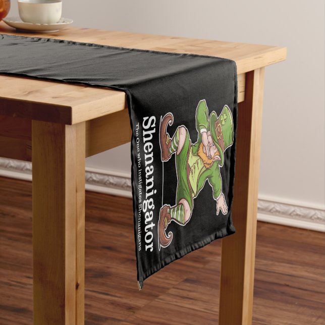 St Patricks Day Shenanigator Dabbing Leprechaun Short Table Runner (In Situ)