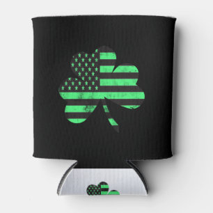 St Patricks Day Shirt   Irish American Flag Can Cooler