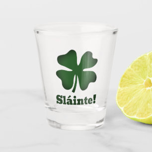 St Patrick's Day shot glass with lucky clover logo