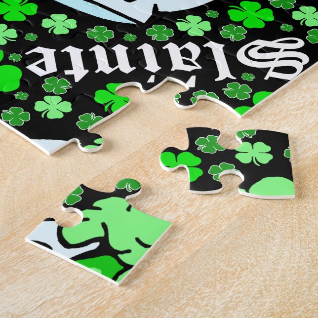 St. Patrick's Day Slainte Green Drinks Clovers  Jigsaw Puzzle (Side)