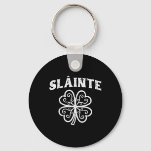 St Patricks Day Slainte Shamrock Saint Pattys Men Keychain