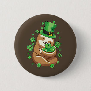 St. Patrick's Day Sloth button
