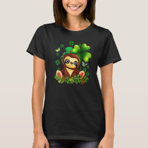 St. Patrick's Day Sloth Green Buffalo Plaid Shamro T-Shirt