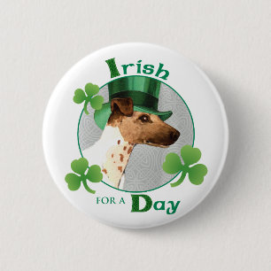 St. Patrick's Day Smooth Fox Terrier 2 Inch Round Button