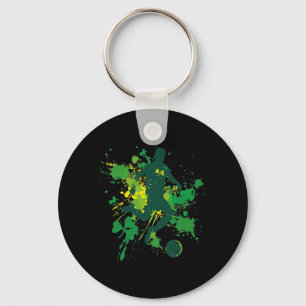 St Patricks Day Soccer Shamrock Keychain