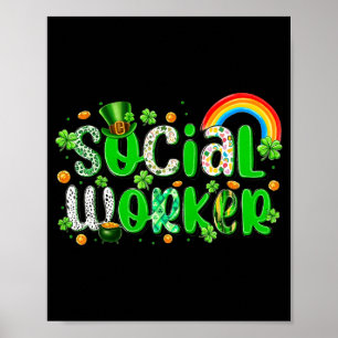 St patrick's day social worker lucky shamrock poster