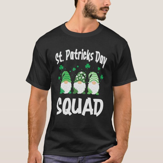 St Patrick's Day Squad Funny Irish Gnomes T-Shirt (Front)