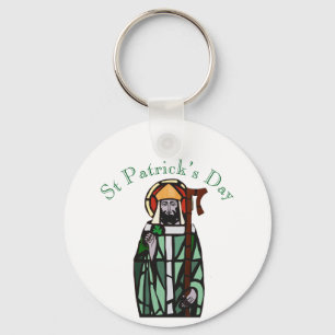 St Patricks Day Stained Glass Window Design  Keychain