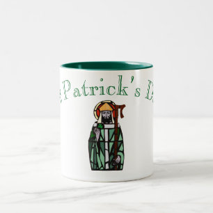 St Patricks Day Stained Glass Window Design Two-Tone Coffee Mug