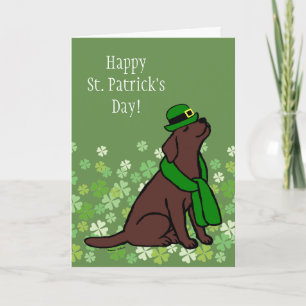 St. Patrick's Day Stylish Chocolate Labrador Card