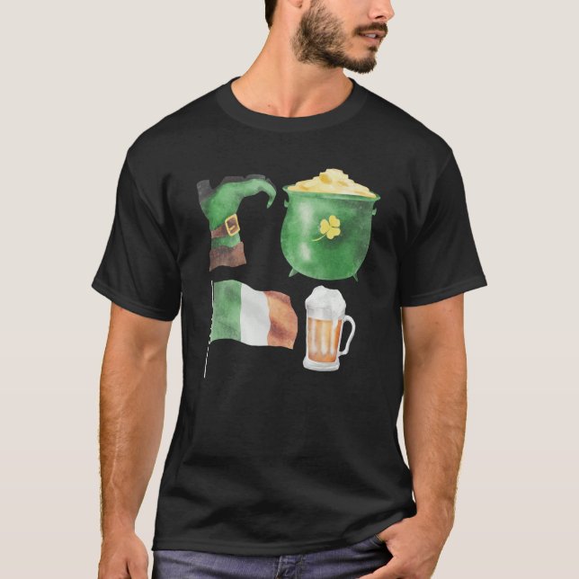 St Patrick's Day Symbols Fun Graphic T-Shirt (Front)