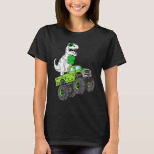 St Patricks Day T Rex Riding Monster Truck Dino To T-Shirt