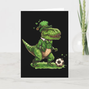 St Patricks Day T Rex Soccer Dinosaur St Patricks  Card