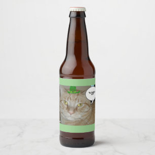 St. Patrick's Day Tabby Cat Beer Bottle Label