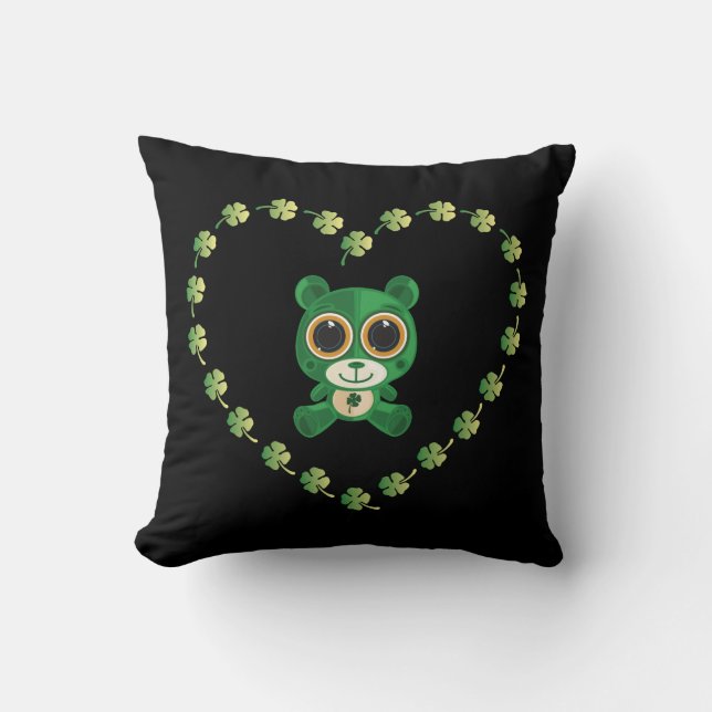 St. Patrick's Day Teddy Bear Throw Pillow (Front)