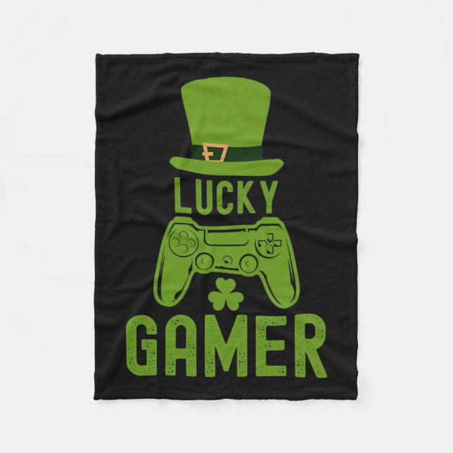 St Patricks Day Tee Shamrock St Patrick Lucky Game Fleece Blanket (Front)