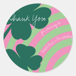 St Patricks Day Thank You Shamrock Rainbow Party Classic Round Sticker