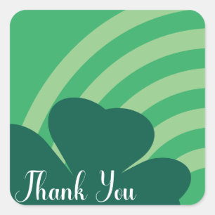 St Patricks Day Thank You Shamrock Rainbow Party Square Sticker