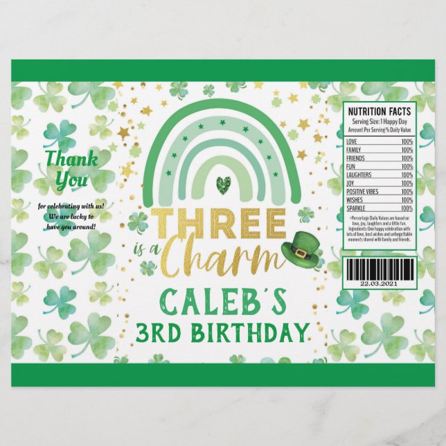 St Patrick's Day Three is a Charm Chip Bag Wrapper (Front)