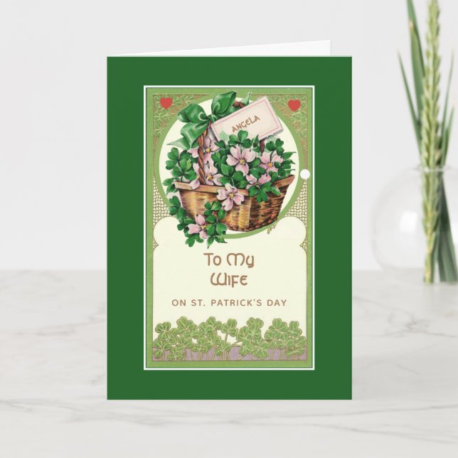 St. Patrick's Day to Wife Religious Shamrocks Card (Front)
