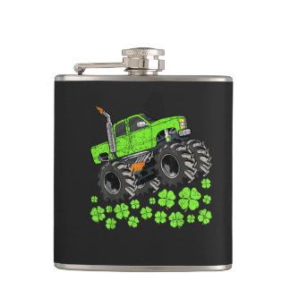 St Patricks Day Toddler Lucky Monster Truck Hip Flask