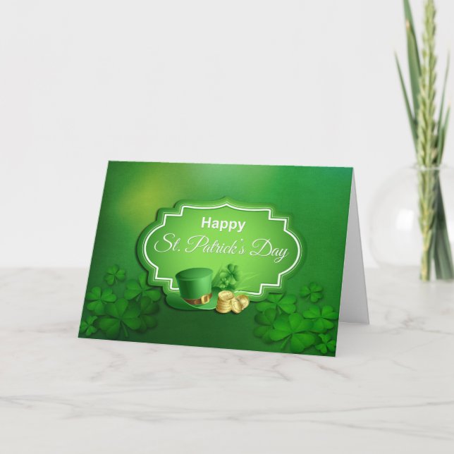 St. Patrick's Day Top Hat & Coins - Customize Card (Front)