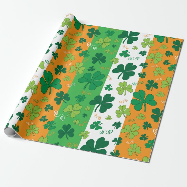 St Patrick's Day traditional themed wrapping paper (Unrolled)