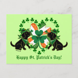 St. Patrick's Day Two Black Labradors Postcard