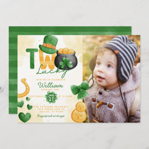 St Patricks Day TWO Lucky 2nd Birthday Invitation