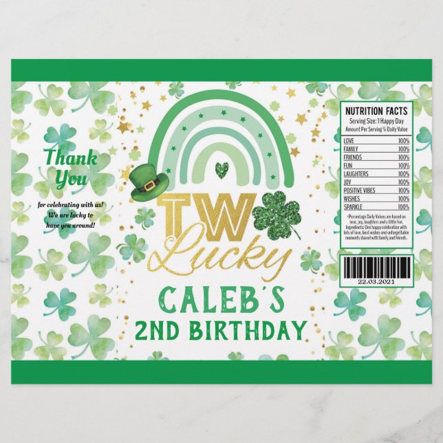 St Patrick's Day Two Lucky Chip Bag Wrapper (Front)